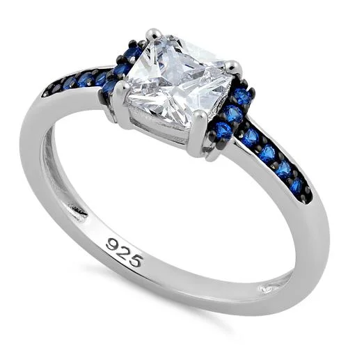 Men's Citrine Engagement Rings in Stainless Steel with a Stackable Band DesignSterling Silver Cushion Blue Spinel Clear CZ Ring Men's Citrine Engagement Rings in Stainless Steel with a Stackable Band DesignSterling Silver Cushion Blue Spinel Clear CZ Ring