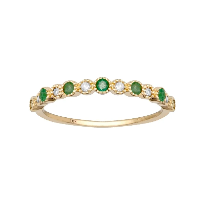 Aquamarine Gemstone Rings in 9K Gold with a Bezel Setting for a Modern and Secure FitViducci 10k Yellow Gold Genuine Emerald and Diamond Petite Stackable Band Aquamarine Gemstone Rings in 9K Gold with a Bezel Setting for a Modern and Secure FitViducci 10k Yellow Gold Genuine Emerald and Diamond Petite Stackable Band