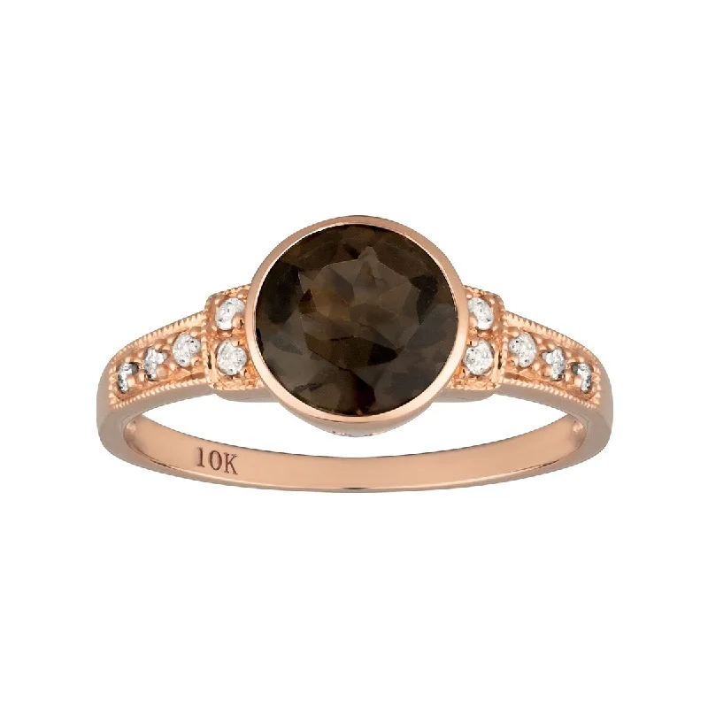 Tourmaline Gemstone Rings in 18K Two - Tone Gold with a Floral - Shaped Setting for a Feminine TouchViducci 10k Rose Gold Vintage Style Genuine Round Smoky Quartz and Diamond Ring Tourmaline Gemstone Rings in 18K Two - Tone Gold with a Floral - Shaped Setting for a Feminine TouchViducci 10k Rose Gold Vintage Style Genuine Round Smoky Quartz and Diamond Ring