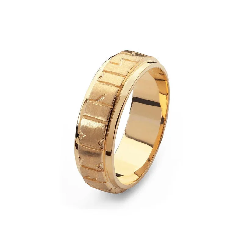 Orkney Raised Wide Band Viking Runic Ring