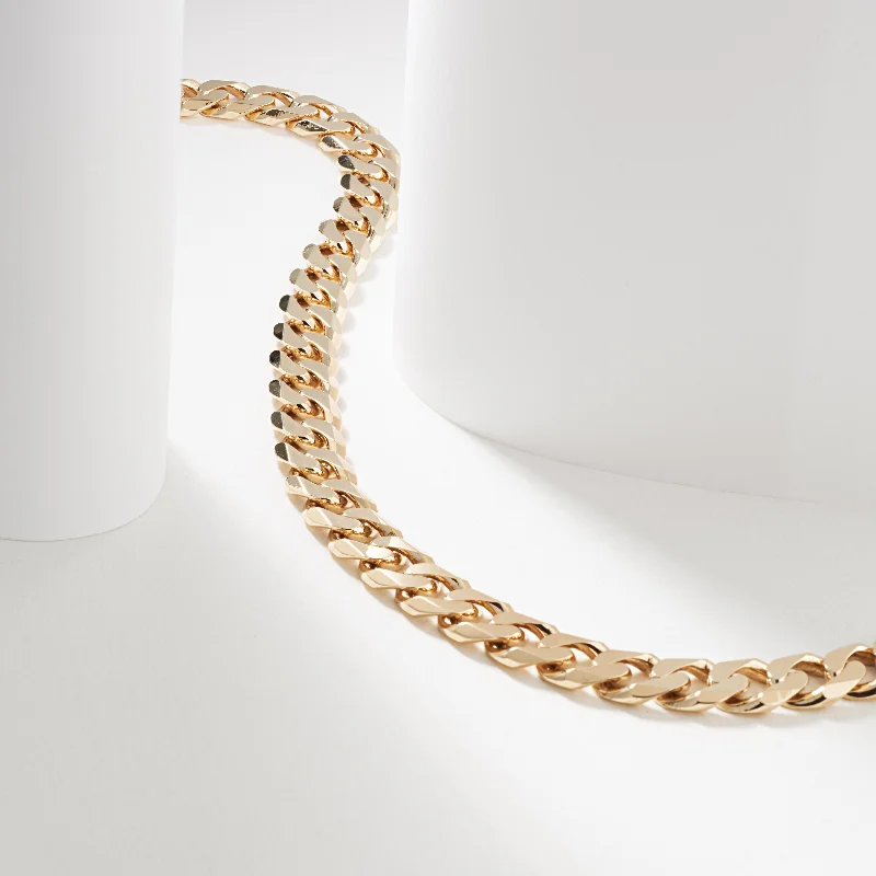 9K Yellow Gold 7mm Solid Curb Link Chain 55cm