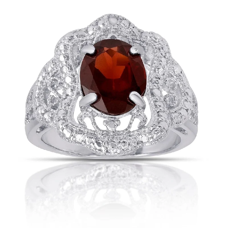 Sapphire Gemstone Rings in 18K White Gold with Diamond Accents for an Elegant EngagementDolce Giavonna Silverplated Garnet and Diamond Accent Antique-style Ring Sapphire Gemstone Rings in 18K White Gold with Diamond Accents for an Elegant EngagementDolce Giavonna Silverplated Garnet and Diamond Accent Antique-style Ring