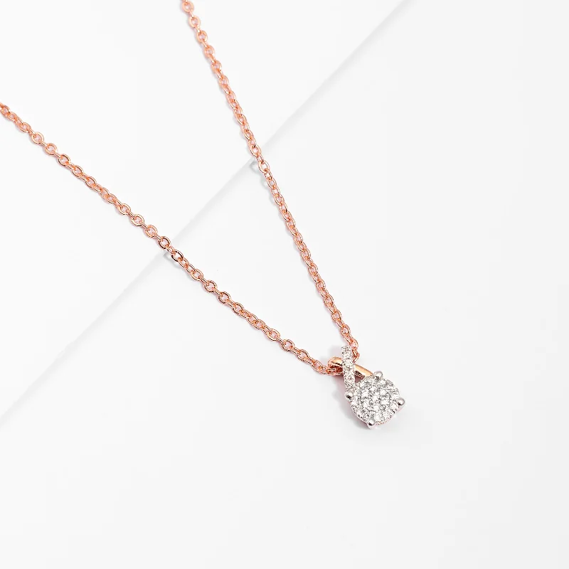 9K Rose Gold Diamond Cluster Cross Over Bail Pendant