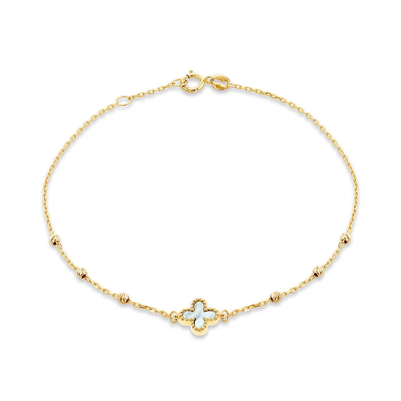 Pearl Quatrefoil & Ball Chain Bracelet