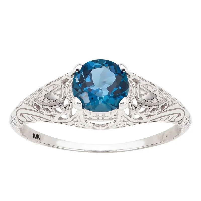 Sapphire Gemstone Rings in 18K White Gold with Diamond Accents for an Elegant EngagementViducci 10k White Gold Vintage Style London Blue Topaz Scroll Ring Sapphire Gemstone Rings in 18K White Gold with Diamond Accents for an Elegant EngagementViducci 10k White Gold Vintage Style London Blue Topaz Scroll Ring