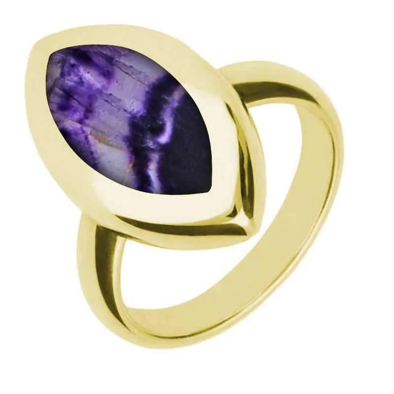 9ct Yellow Gold Blue John Framed Marquise Ring
