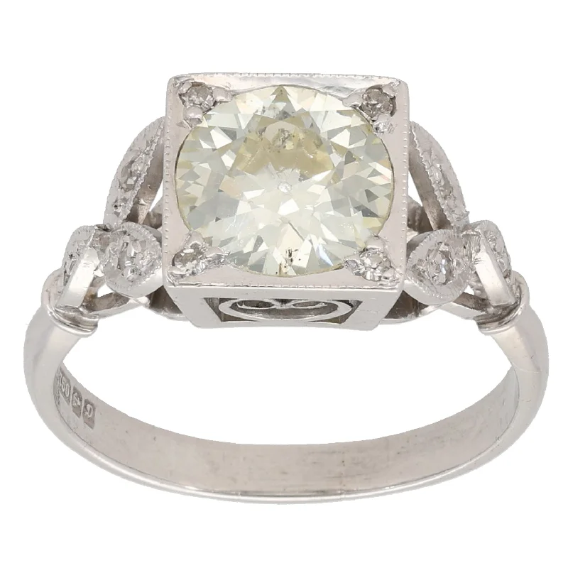 Men's Tanzanite Engagement Rings in Palladium with a Three - Stone Arrangement18ct White Gold 1.76ct Diamond Solitaire Ring with Accent Stones Size P Men's Tanzanite Engagement Rings in Palladium with a Three - Stone Arrangement18ct White Gold 1.76ct Diamond Solitaire Ring with Accent Stones Size P