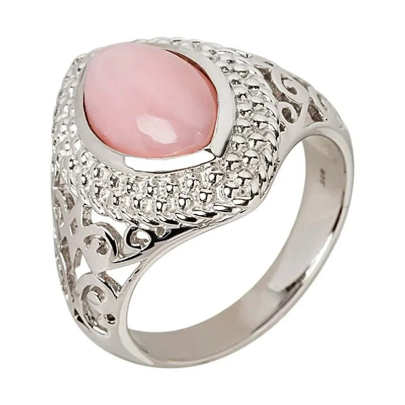 Agate Gemstone Rings in Sterling Silver with a Mosaic - Inspired Inlay for a Bohemian Style925 Sterling Silver Pink Opal Solitaire Ring Agate Gemstone Rings in Sterling Silver with a Mosaic - Inspired Inlay for a Bohemian Style925 Sterling Silver Pink Opal Solitaire Ring