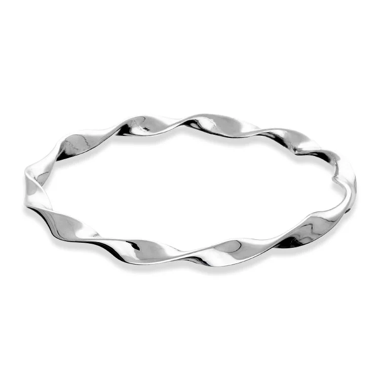 9ct White Gold Wire Twist Bangle D