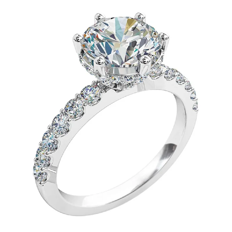 Men's Sapphire Engagement Rings in 18K White Gold with Pave Diamond AccentsJovi