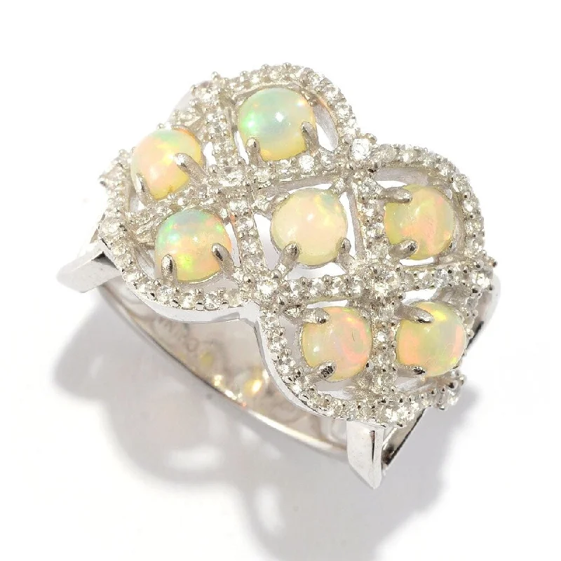 Emerald Gemstone Rings Set in Platinum with Filigree Work for a Vintage - Inspired LookSterling Silver Ethiopian Opal & White Zircon Lattice Ring Emerald Gemstone Rings Set in Platinum with Filigree Work for a Vintage - Inspired LookSterling Silver Ethiopian Opal & White Zircon Lattice Ring