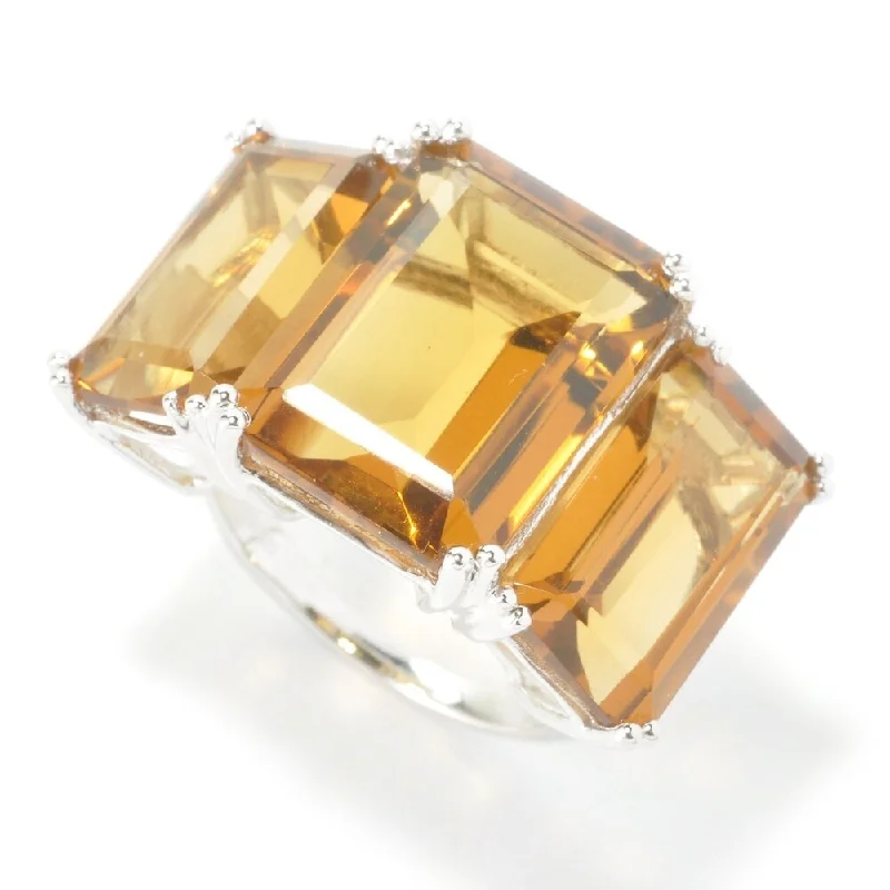 Tourmaline Gemstone Rings in 18K Two - Tone Gold with a Floral - Shaped Setting for a Feminine TouchSterling Silver Emerald-cut Whisky Quartz Three-stone Ring Tourmaline Gemstone Rings in 18K Two - Tone Gold with a Floral - Shaped Setting for a Feminine TouchSterling Silver Emerald-cut Whisky Quartz Three-stone Ring