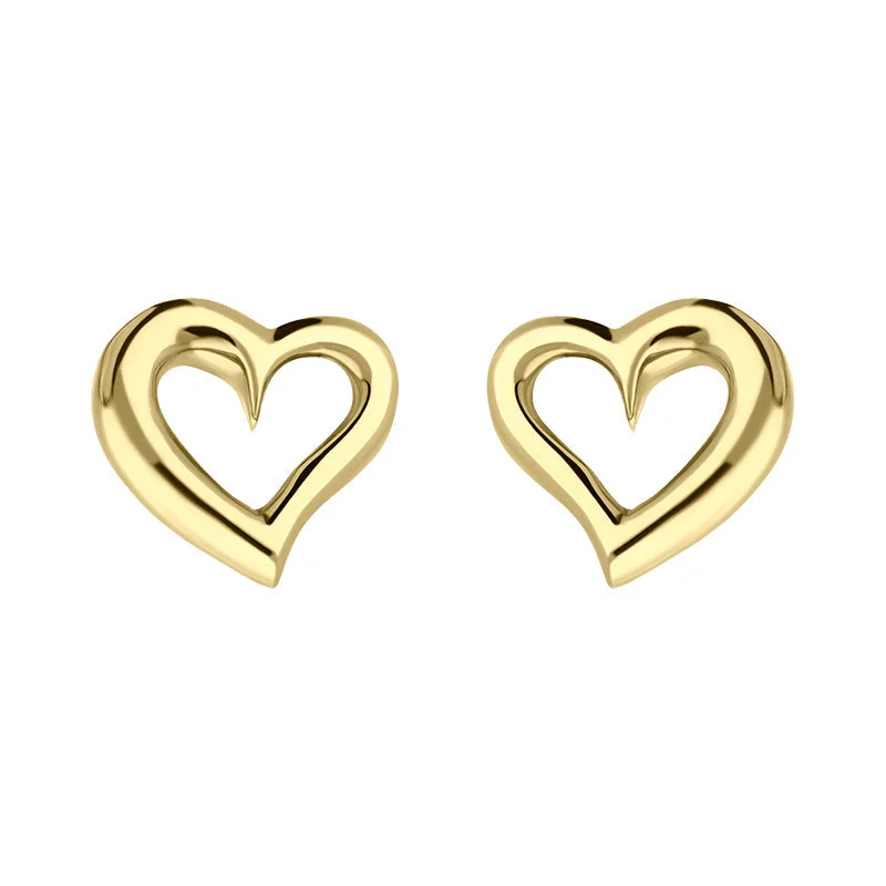 9ct Yellow Gold Curved Heart Earrings D