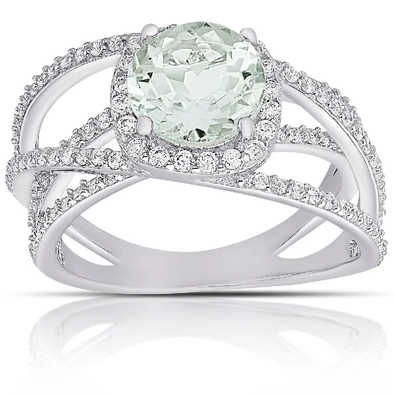 Amethyst Gemstone Rings in Sterling Silver with a Halo of Cubic Zirconia for a Budget - Friendly LuxuryDolce Giavonna Sterling Silver Green Amethyst and Cubic Zirconia Multi Row Ring Amethyst Gemstone Rings in Sterling Silver with a Halo of Cubic Zirconia for a Budget - Friendly LuxuryDolce Giavonna Sterling Silver Green Amethyst and Cubic Zirconia Multi Row Ring