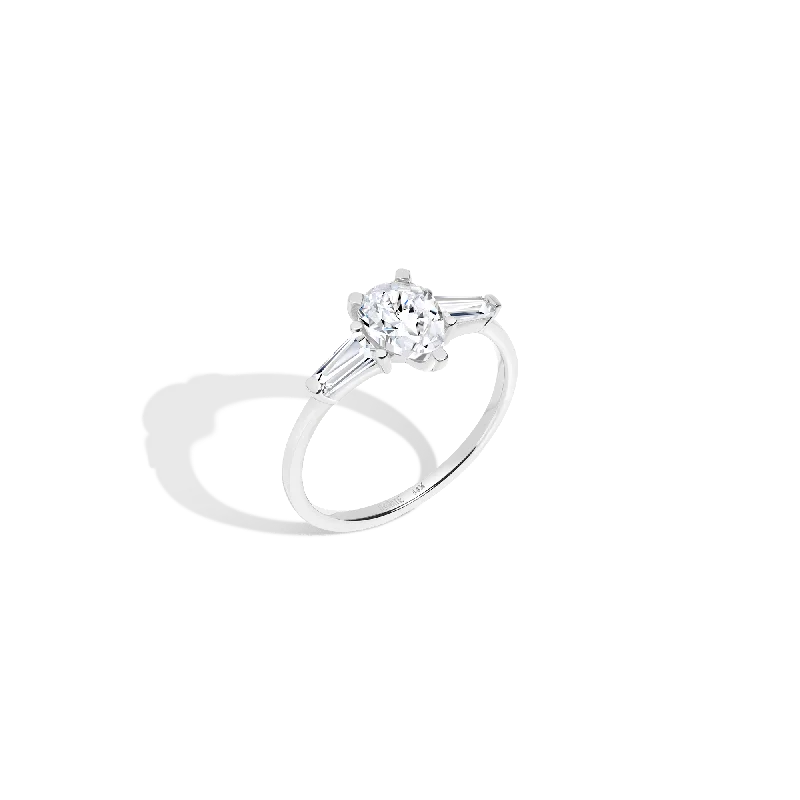 Men's Amethyst Engagement Rings in Sterling Silver with a Contemporary Geometric SettingPear Cut Tapered Baguette Diamond Ring