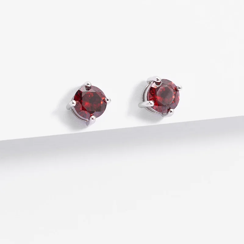 Sterling Silver Zirconia January Birthstone Stud Earrings 5mm