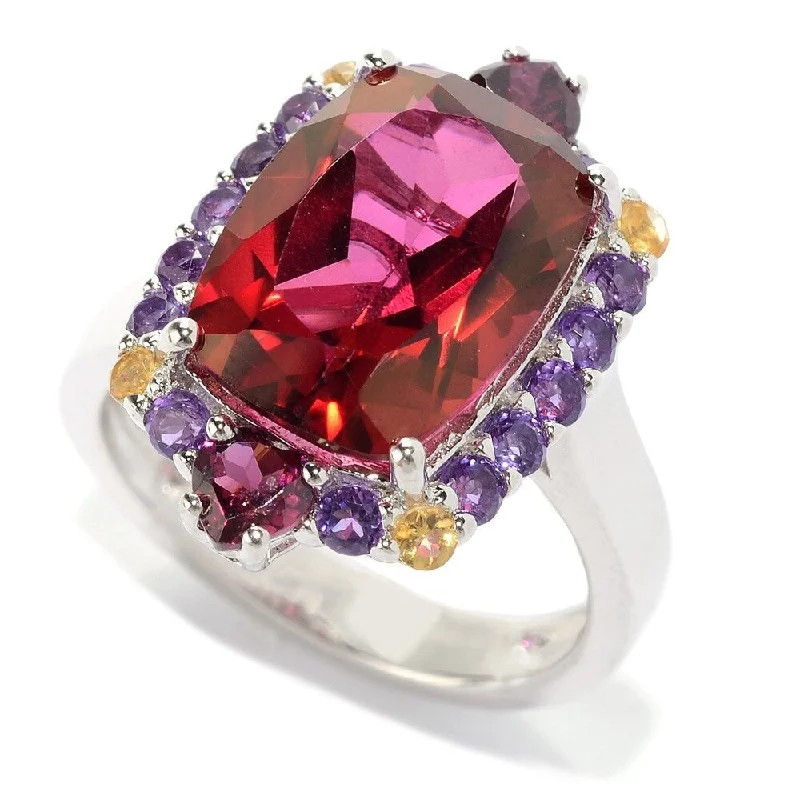 Agate Gemstone Rings in Sterling Silver with a Mosaic - Inspired Inlay for a Bohemian StyleSterling Silver 6.85ctw Red Quartz Ring Agate Gemstone Rings in Sterling Silver with a Mosaic - Inspired Inlay for a Bohemian StyleSterling Silver 6.85ctw Red Quartz Ring