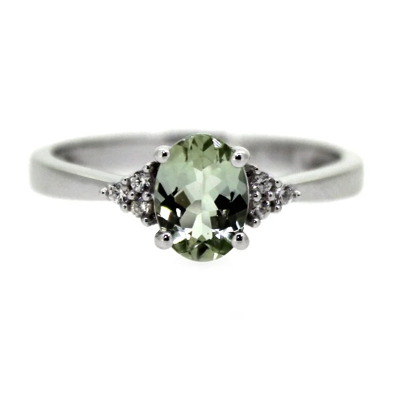 Tourmaline Gemstone Rings in 18K Two - Tone Gold with a Floral - Shaped Setting for a Feminine Touch925 Sterling Silver Green Tourmaline and White Natural Zircon Ring Tourmaline Gemstone Rings in 18K Two - Tone Gold with a Floral - Shaped Setting for a Feminine Touch925 Sterling Silver Green Tourmaline and White Natural Zircon Ring