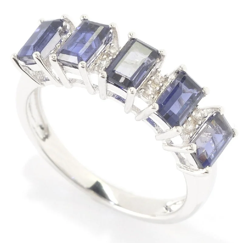 Lapis Lazuli Gemstone Rings in Sterling Silver with a Star - Shaped Setting for a Celestial - Inspired PieceSterling Silver 1 2/5ct Emerald-cut Iolite and White Zircon Ring Lapis Lazuli Gemstone Rings in Sterling Silver with a Star - Shaped Setting for a Celestial - Inspired PieceSterling Silver 1 2/5ct Emerald-cut Iolite and White Zircon Ring