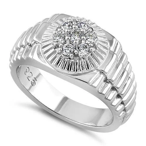 Men's Tanzanite Engagement Rings in Palladium with a Three - Stone ArrangementSterling Silver Men's Premium CZ Ring Men's Tanzanite Engagement Rings in Palladium with a Three - Stone ArrangementSterling Silver Men's Premium CZ Ring