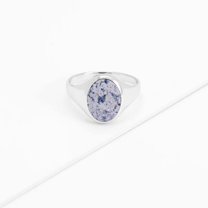 Sterling Silver Oval Lapis Signet Ring