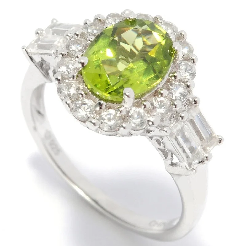 Moonstone Gemstone Rings in Silver - Plated Copper with a Celtic - Inspired Pattern for a Mystical VibeRhodium o/ Ster Silver 3.32ct Peridot Solitaire w/ accent Ring, Size 7 - Green Moonstone Gemstone Rings in Silver - Plated Copper with a Celtic - Inspired Pattern for a Mystical VibeRhodium o/ Ster Silver 3.32ct Peridot Solitaire w/ accent Ring, Size 7 - Green