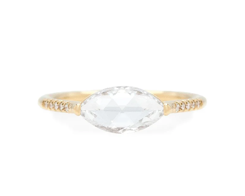 Men's Citrine Engagement Rings in Stainless Steel with a Stackable Band Design0.98-Carat Rose Cut Marquise Diamond Ring Men's Citrine Engagement Rings in Stainless Steel with a Stackable Band Design0.98-Carat Rose Cut Marquise Diamond Ring
