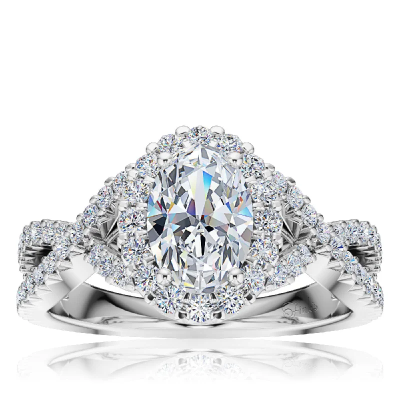 Men's Diamond Engagement Rings with Platinum Band and Halo Setting for a Luxury ProposalThe Studio Collection Oval Center Diamond Twist Shank Engagement Ring Men's Diamond Engagement Rings with Platinum Band and Halo Setting for a Luxury ProposalThe Studio Collection Oval Center Diamond Twist Shank Engagement Ring