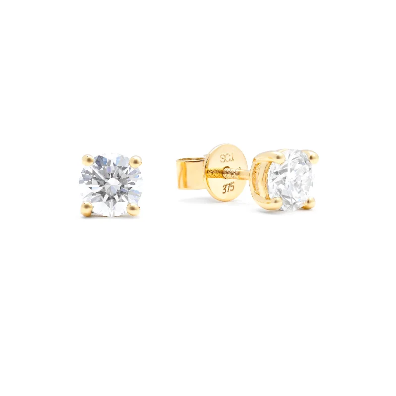 9K Yellow Gold Round Brilliant Lab Diamond Solitaire Screw Back Stud Earrings 1.5tdw 9K Yellow Gold Round Brilliant Lab Diamond Solitaire Screw Back Stud Earrings 1.5tdw
