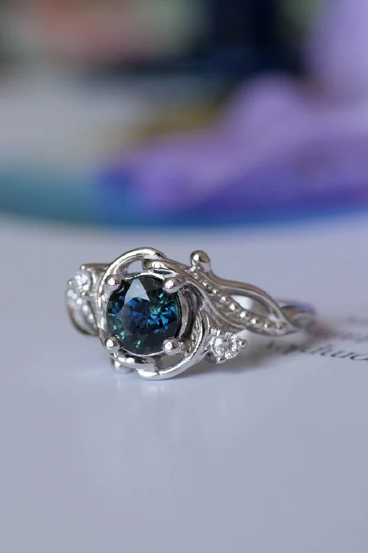 Men's Ruby Engagement Rings in Rose Gold with a Solitaire Design for a Romantic GestureTeal Sapphire nature themed engagement ring, elvish white gold proposal ring / Undina Men's Ruby Engagement Rings in Rose Gold with a Solitaire Design for a Romantic GestureTeal Sapphire nature themed engagement ring, elvish white gold proposal ring / Undina