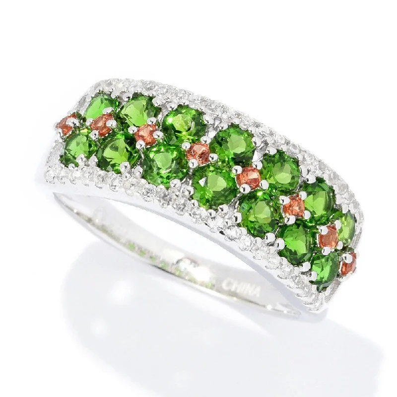 Tourmaline Gemstone Rings in 18K Two - Tone Gold with a Floral - Shaped Setting for a Feminine TouchSterling Silver 1.37ctw Chrome Diopside & Multi Gem Band Ring Tourmaline Gemstone Rings in 18K Two - Tone Gold with a Floral - Shaped Setting for a Feminine TouchSterling Silver 1.37ctw Chrome Diopside & Multi Gem Band Ring