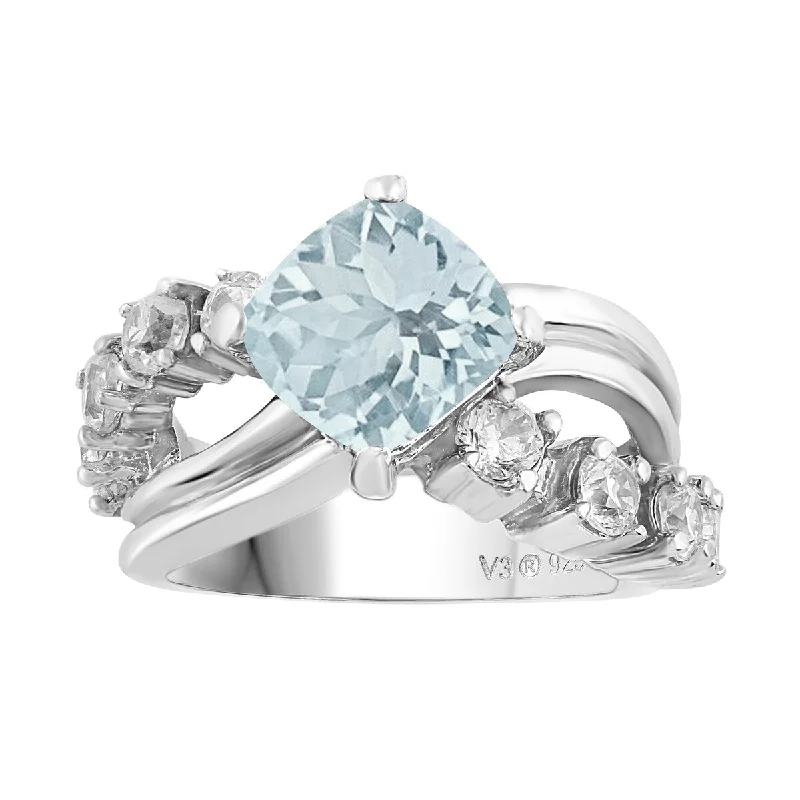 Moonstone Gemstone Rings in Silver - Plated Copper with a Celtic - Inspired Pattern for a Mystical VibeSterling Silver with Natural Aquamarine and White Topaz Halo Ring Moonstone Gemstone Rings in Silver - Plated Copper with a Celtic - Inspired Pattern for a Mystical VibeSterling Silver with Natural Aquamarine and White Topaz Halo Ring