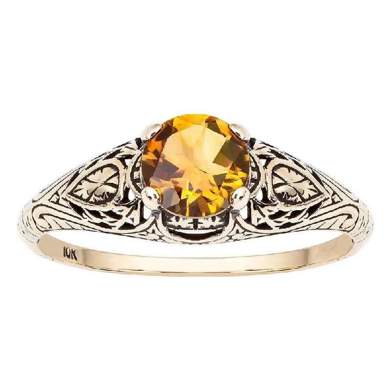 Emerald Gemstone Rings Set in Platinum with Filigree Work for a Vintage - Inspired LookViducci 10k Yellow Gold Vintage Style Genuine Citrine Scroll Ring Emerald Gemstone Rings Set in Platinum with Filigree Work for a Vintage - Inspired LookViducci 10k Yellow Gold Vintage Style Genuine Citrine Scroll Ring