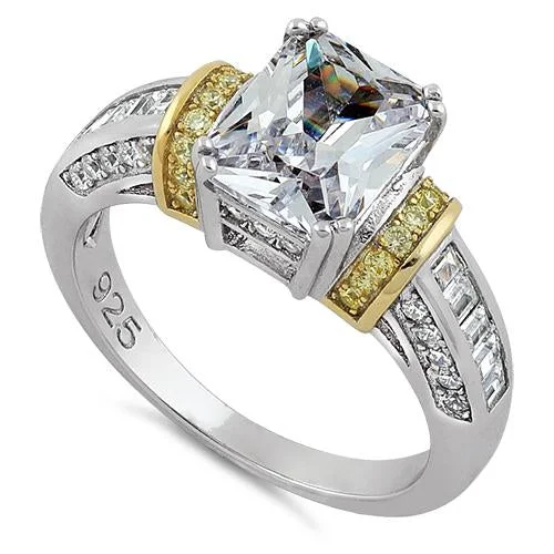 Men's Lapis Lazuli Engagement Rings in Sterling Silver with a Star - Shaped Stone SettingSterling Silver Two Tone Gold Plated Emerald Cut Yellow & Clear CZ Ring Men's Lapis Lazuli Engagement Rings in Sterling Silver with a Star - Shaped Stone SettingSterling Silver Two Tone Gold Plated Emerald Cut Yellow & Clear CZ Ring