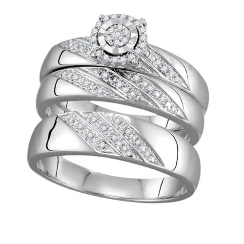 Men's Turquoise Engagement Rings in 925 Silver with a Southwestern - Inspired Band1/5 CTW Diamond Halo Wedding Trio Set in 10KT White Gold Men's Turquoise Engagement Rings in 925 Silver with a Southwestern - Inspired Band1/5 CTW Diamond Halo Wedding Trio Set in 10KT White Gold