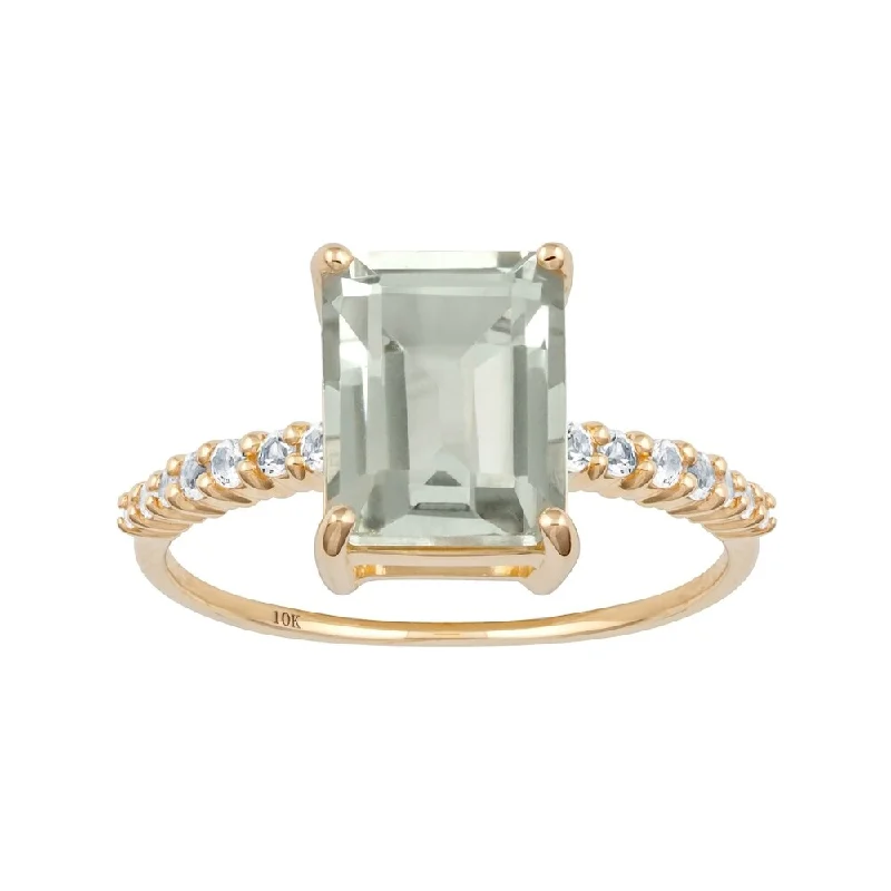 Aquamarine Gemstone Rings in 9K Gold with a Bezel Setting for a Modern and Secure FitViducci 10k Yellow Gold Emerald-Cut Green Amethyst and White Topaz Ring Aquamarine Gemstone Rings in 9K Gold with a Bezel Setting for a Modern and Secure FitViducci 10k Yellow Gold Emerald-Cut Green Amethyst and White Topaz Ring