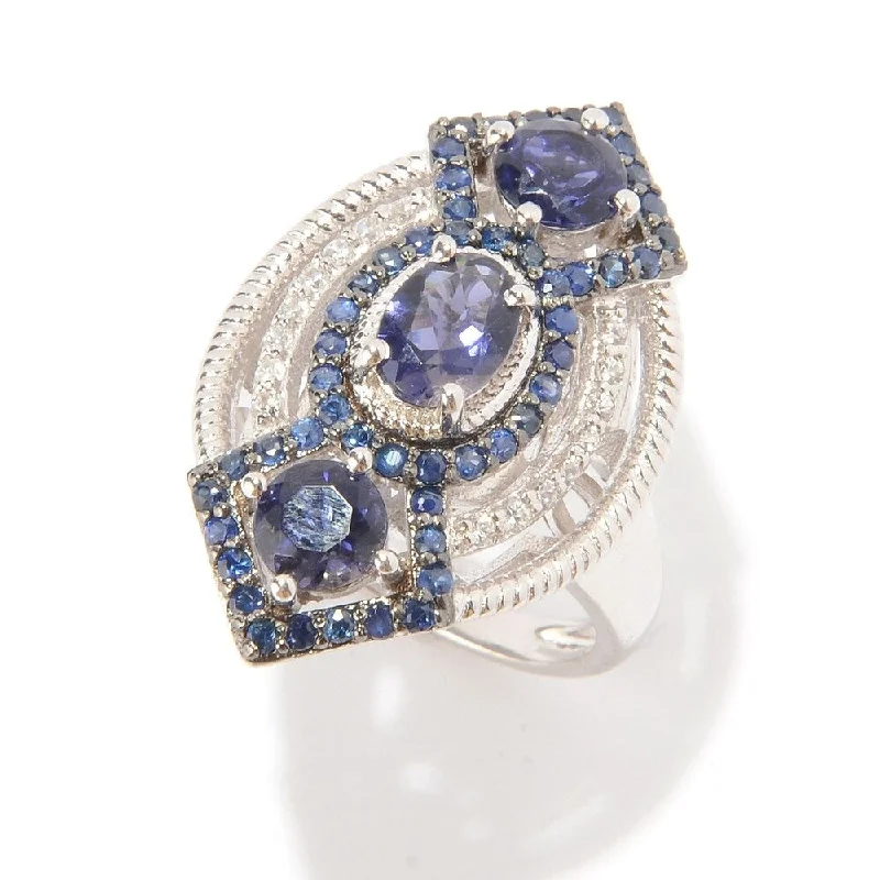 Jasper Gemstone Rings in 18K Gold Vermeil with a Matte Finish for a Subtle and Elegant LookPinctore Sterling Silver 2ctw Iolite,Blue Saphire & White Zircon Ring, Size 7 - Blue Jasper Gemstone Rings in 18K Gold Vermeil with a Matte Finish for a Subtle and Elegant LookPinctore Sterling Silver 2ctw Iolite,Blue Saphire & White Zircon Ring, Size 7 - Blue