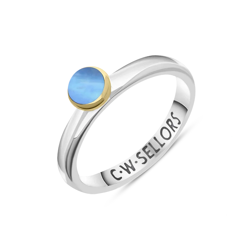 9ct Yellow Gold Sterling Silver Moonstone Stepping Stones 5mm Round Bezel Set Ring 9ct Yellow Gold Sterling Silver Moonstone Stepping Stones 5mm Round Bezel Set Ring