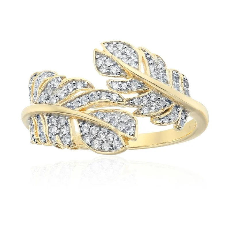 Ruby Gemstone Rings in 14K Yellow Gold with a Solitaire Setting for a Classic and Bold StatementYellow Gold - plated Silver White Zirconia Leaf bypass Ring Size - 7 Ruby Gemstone Rings in 14K Yellow Gold with a Solitaire Setting for a Classic and Bold StatementYellow Gold - plated Silver White Zirconia Leaf bypass Ring Size - 7