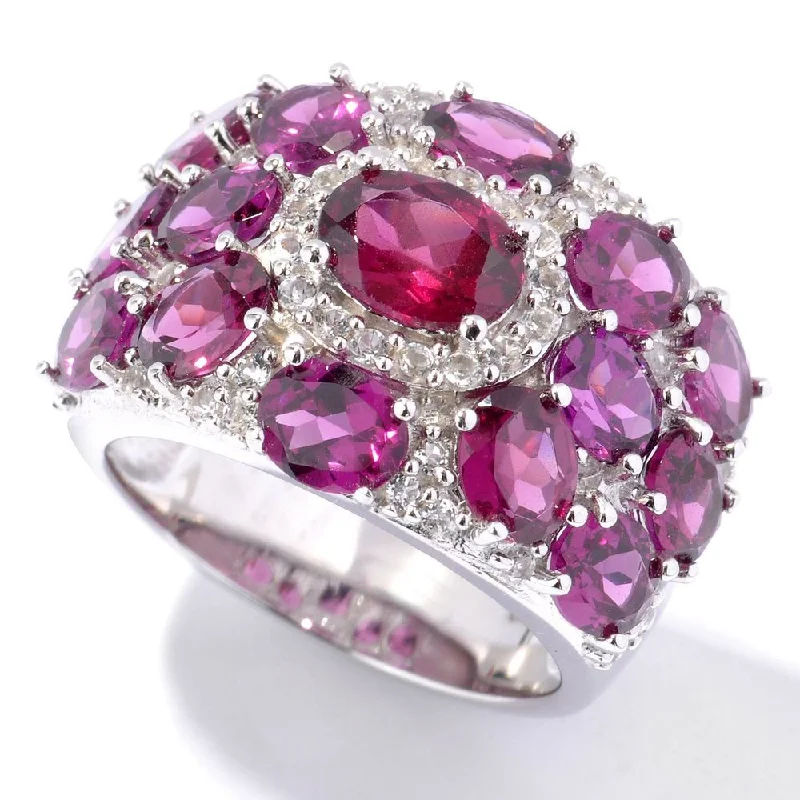 Amethyst Gemstone Rings in Sterling Silver with a Halo of Cubic Zirconia for a Budget - Friendly LuxurySterling Silver Rhodolite Garnet and White Topaz Ring Amethyst Gemstone Rings in Sterling Silver with a Halo of Cubic Zirconia for a Budget - Friendly LuxurySterling Silver Rhodolite Garnet and White Topaz Ring