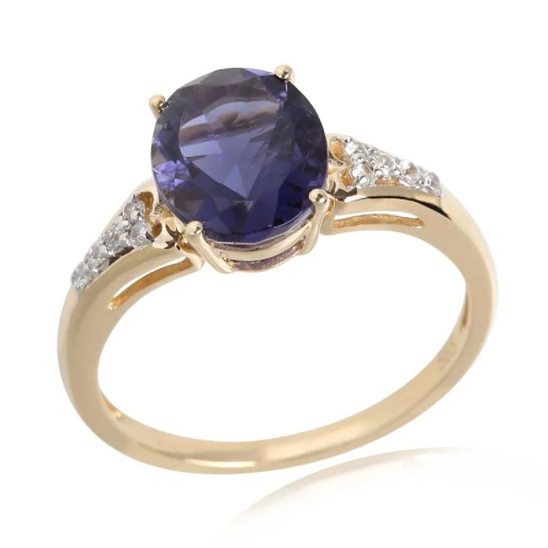 Tourmaline Gemstone Rings in 18K Two - Tone Gold with a Floral - Shaped Setting for a Feminine Touch14Kt Yellow Gold Iolite and White Natural Zircon Ring Tourmaline Gemstone Rings in 18K Two - Tone Gold with a Floral - Shaped Setting for a Feminine Touch14Kt Yellow Gold Iolite and White Natural Zircon Ring