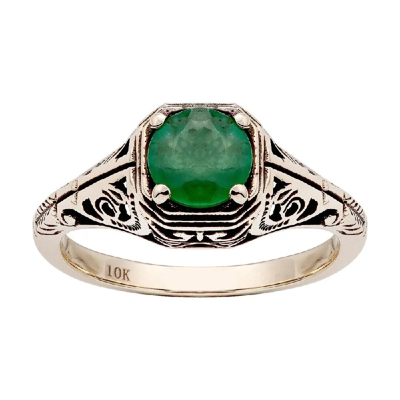 Ruby Gemstone Rings in 14K Yellow Gold with a Solitaire Setting for a Classic and Bold StatementViducci 10k Yellow Gold Vintage Style Genuine Round Emerald Filigree Ring Ruby Gemstone Rings in 14K Yellow Gold with a Solitaire Setting for a Classic and Bold StatementViducci 10k Yellow Gold Vintage Style Genuine Round Emerald Filigree Ring