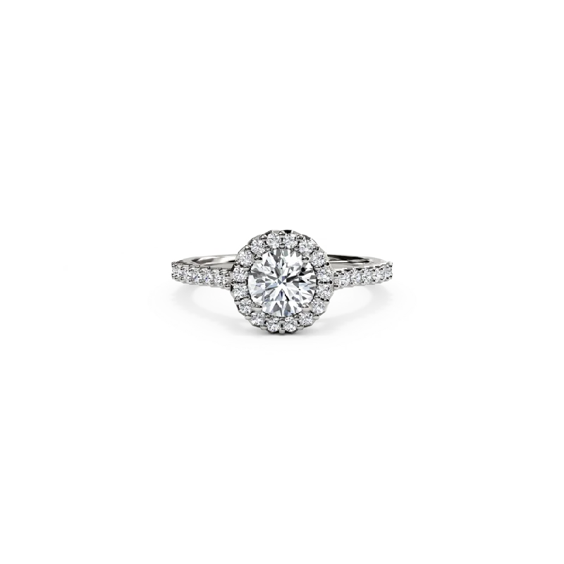 Men's Peridot Engagement Rings in 14K Gold - Filled Metal with a Micro - Pave SettingThe Studio Collection Round Diamond Halo and Diamond Shank Engagement Ring