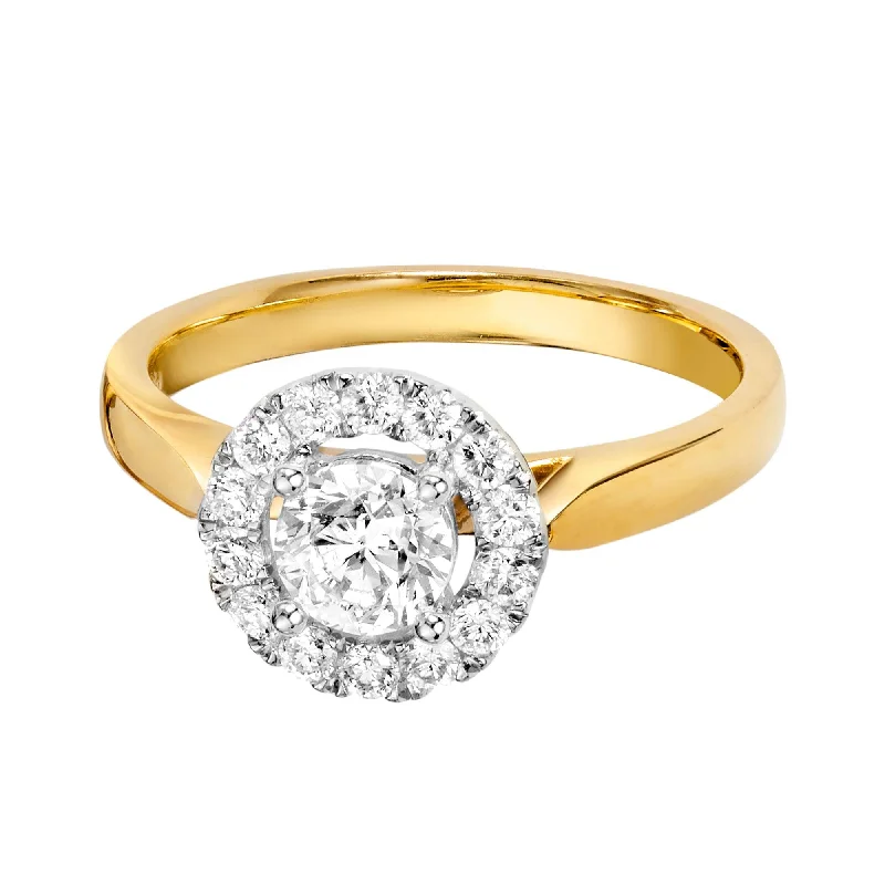 Men's Sapphire Engagement Rings in 18K White Gold with Pave Diamond Accents0.75ct TW Diamond Halo Engagement Ring in 18ct Yellow Gold Men's Sapphire Engagement Rings in 18K White Gold with Pave Diamond Accents0.75ct TW Diamond Halo Engagement Ring in 18ct Yellow Gold