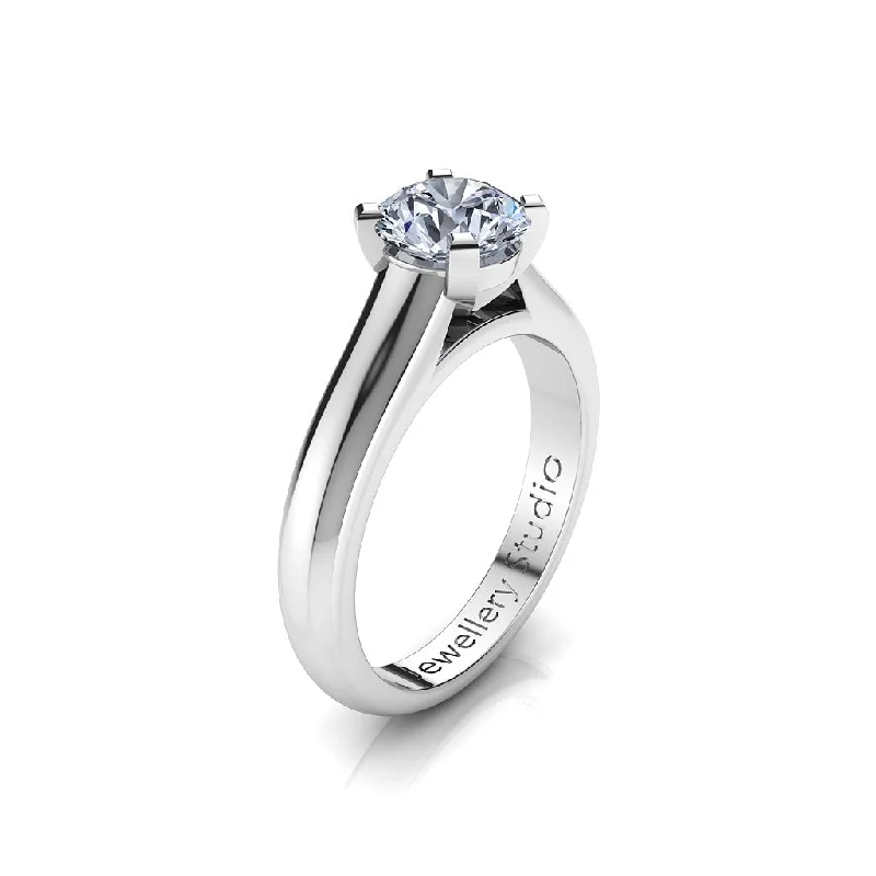 Men's Opal Engagement Rings in 10K Gold with a Milgrain - Trimmed BandSolitaire Engagement Ring with 1.00ct Round Brilliant Cut Diamond