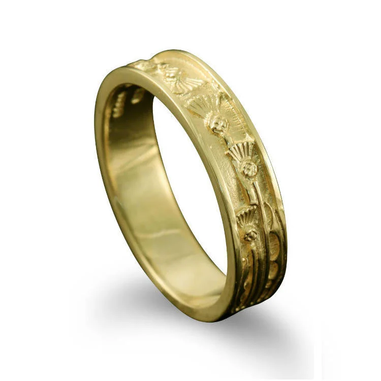 Narrow Scottish Thistle Motif Ring