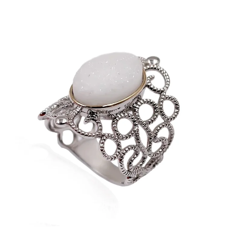 Topaz Gemstone Rings in 10K Gold with a Channel - Set Design for a Contemporary and Durable Option14k Gold and Sterling Silver White Drusy Ring Topaz Gemstone Rings in 10K Gold with a Channel - Set Design for a Contemporary and Durable Option14k Gold and Sterling Silver White Drusy Ring