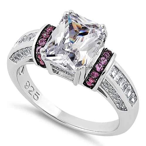 Men's Opal Engagement Rings in 10K Gold with a Milgrain - Trimmed BandSterling Silver Emerald-Cut CZ Ring Men's Opal Engagement Rings in 10K Gold with a Milgrain - Trimmed BandSterling Silver Emerald-Cut CZ Ring