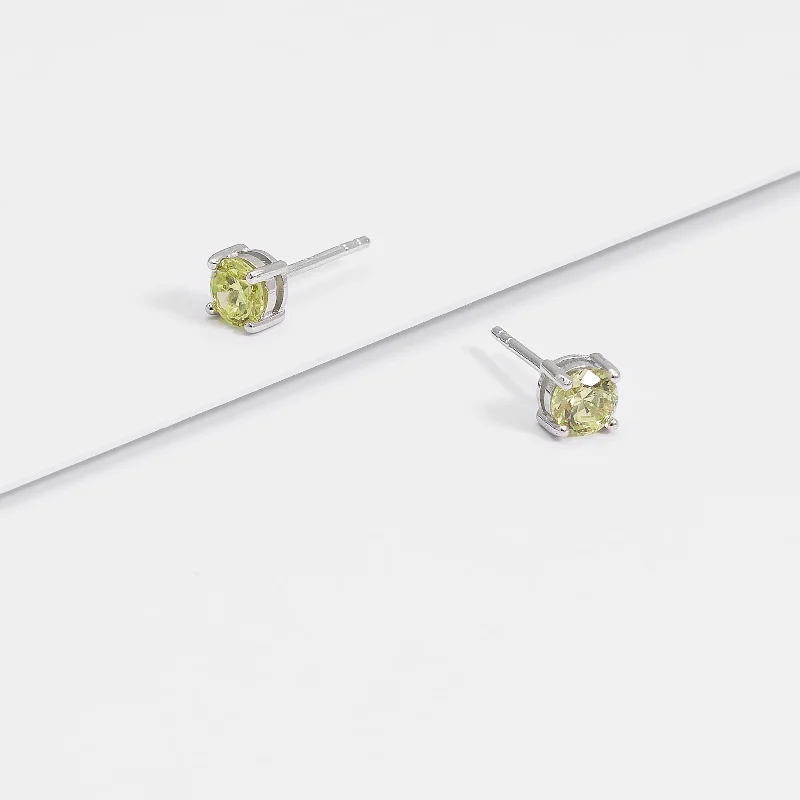 Sterling Silver Zirconia August Birthstone Stud Earrings 5mm