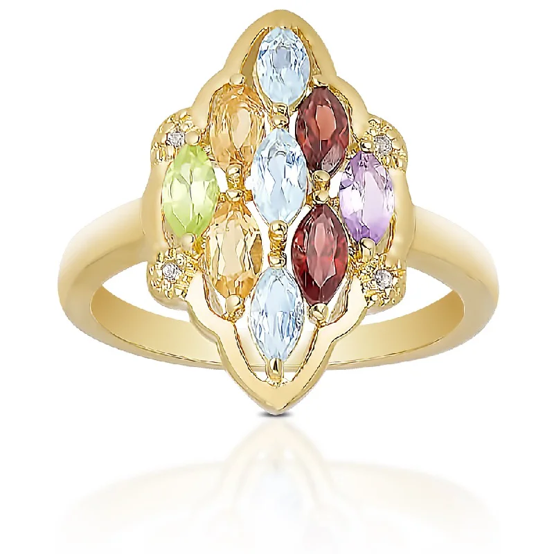 Lapis Lazuli Gemstone Rings in Sterling Silver with a Star - Shaped Setting for a Celestial - Inspired PieceDolce Giavonna Gold Over Sterling Silver Multi-gemstone Cluster Ring Lapis Lazuli Gemstone Rings in Sterling Silver with a Star - Shaped Setting for a Celestial - Inspired PieceDolce Giavonna Gold Over Sterling Silver Multi-gemstone Cluster Ring